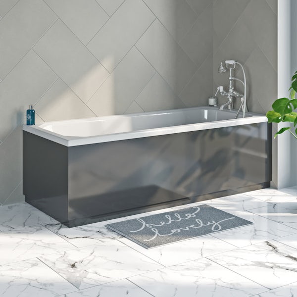 Mode Nouvel gloss grey bath front panel 1700mm
