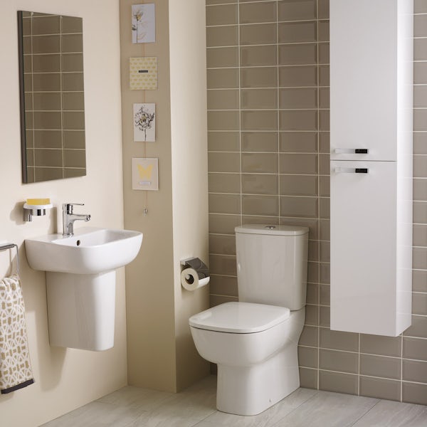Ideal Standard Studio Echo cloakroom suite with close coupled toilet and semi pedestal basin 450mm