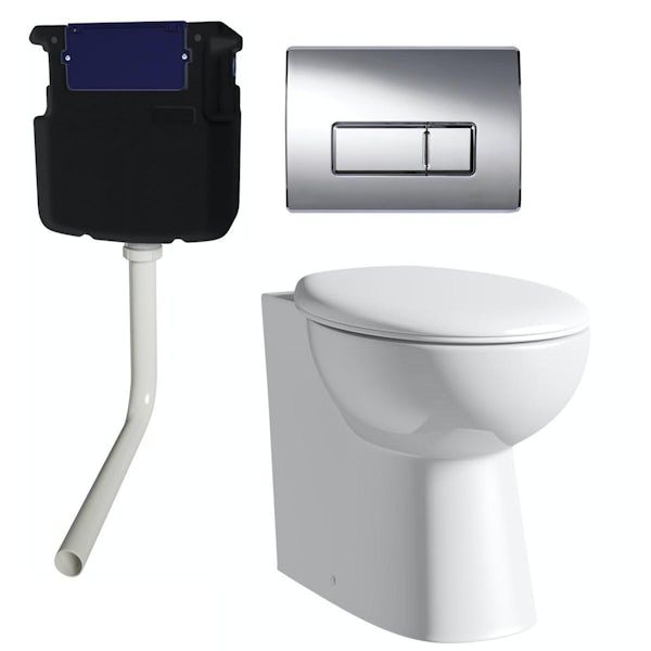 Clarity back to wall toilet with seat, concealed cistern and push plate