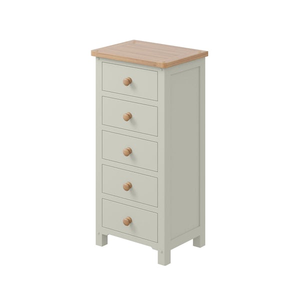Rome Oak & Grey 5 Drawer Tall Chest with Vanity Mirror in Oak & Grey