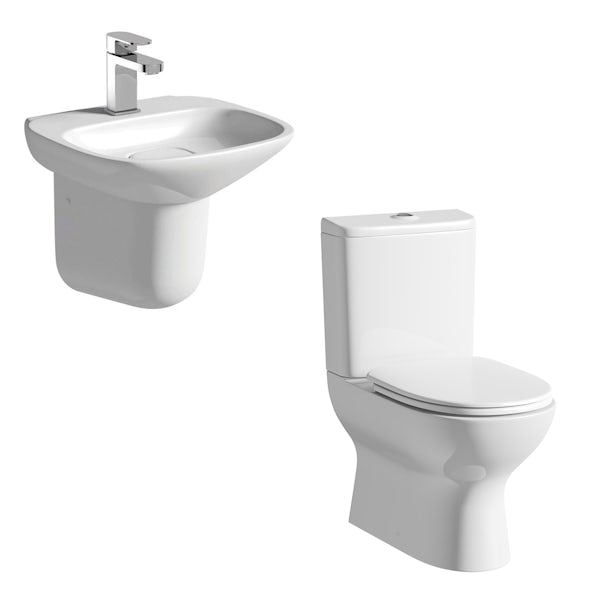 Mode Heath close coupled toilet and semi pedestal basin suite