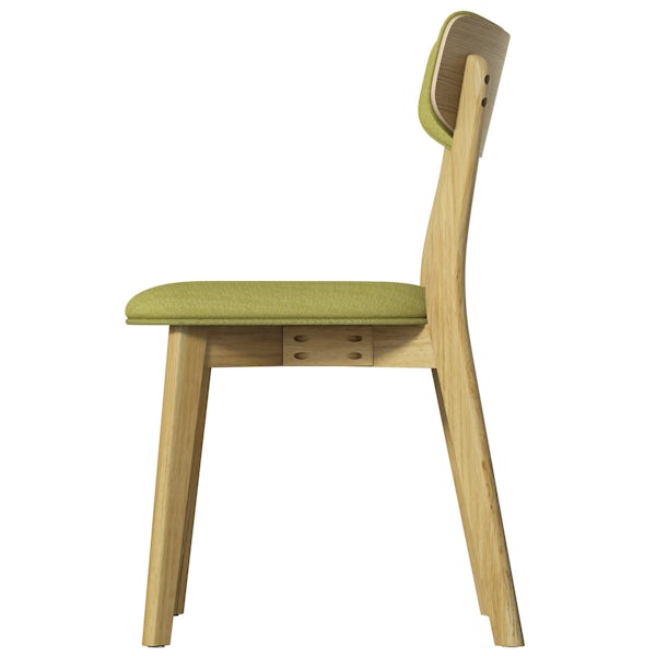 Harrison Oak and Green Pair of Dining Chairs