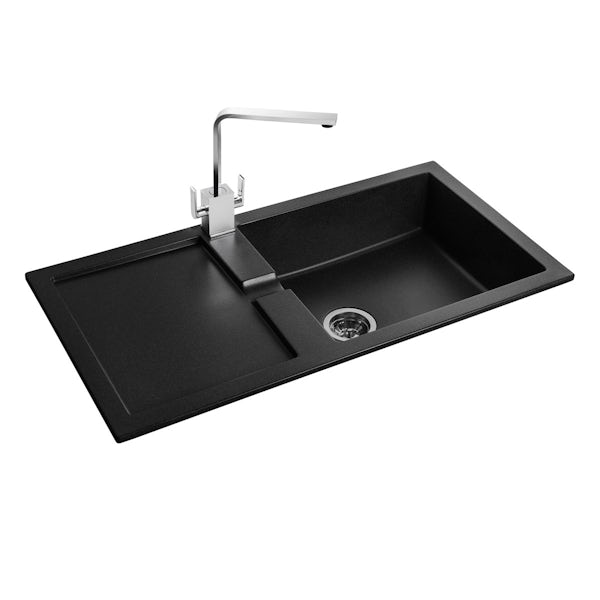 Rangemaster Cubix 1.0 bowl granite black reversible kitchen sink
