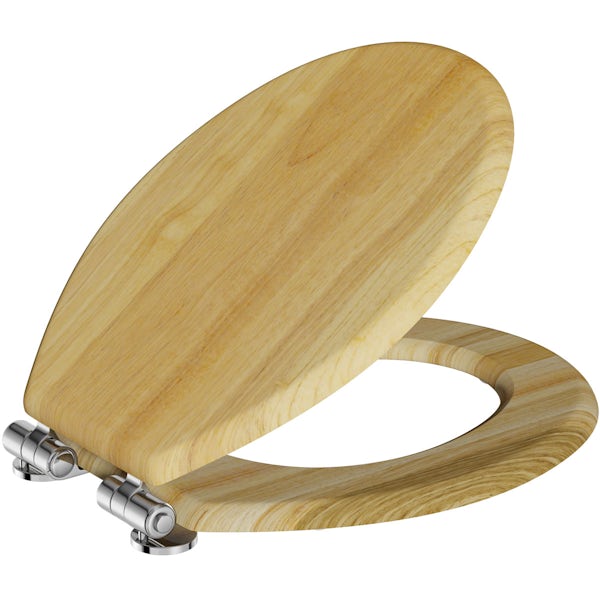 The Bath Co. traditional solid oak toilet seat with top fixing soft close quick release hinge