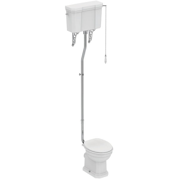 Ideal Standard high level toilet with white toilet seat