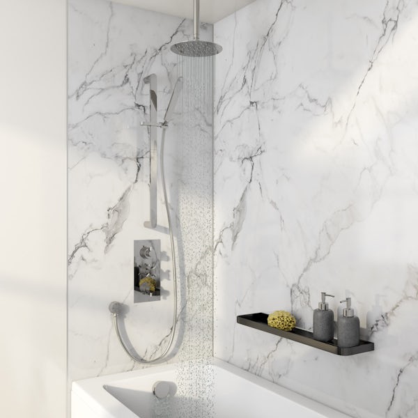 Mode Tate thermostatic mixer shower with ceiling shower, slider rail and bath filler