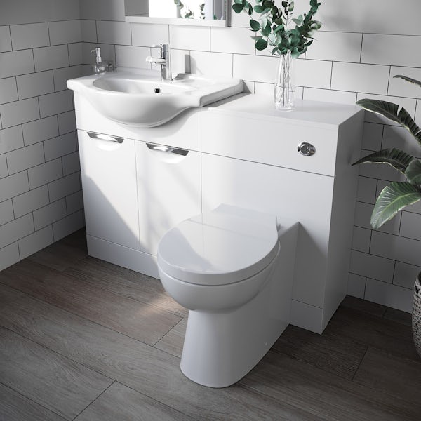 Orchard Elsdon white 1155mm combination with Clarity back to wall toilet and seat