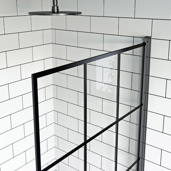 The Bath Co. Dulwich freestanding shower bath with 8mm black framed shower screen