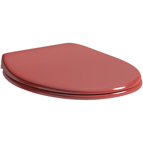 Accents universal red toilet seat with soft close and quick release