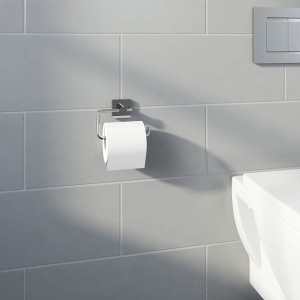 Accents square plate contemporary toilet roll holder