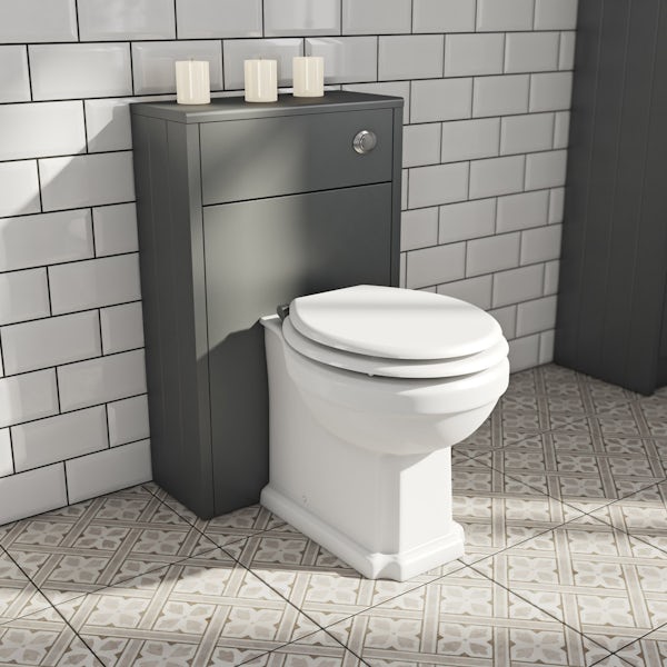 The Bath Co. Dulwich stone grey slimline back to wall toilet unit