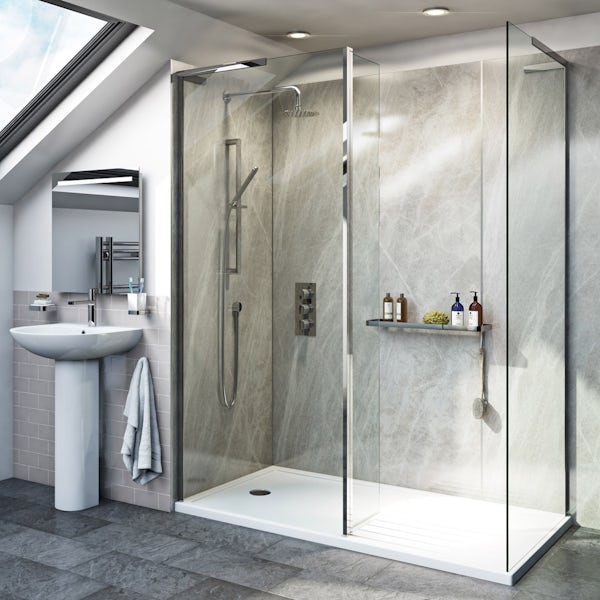 Tate Bathroom Suite with 8mm Frameless Walk In 1400 x 900