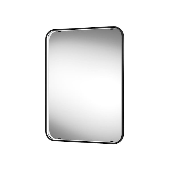 Mode Vignelli black LED illuminated mirror 700 x 500mm with demister