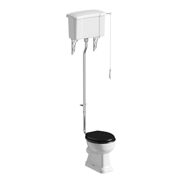 Camberley high level toilet with wooden soft close seat black