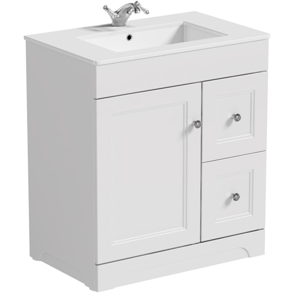 The Bath Co. Winchester close coupled toilet and white vanity unit suite 800mm