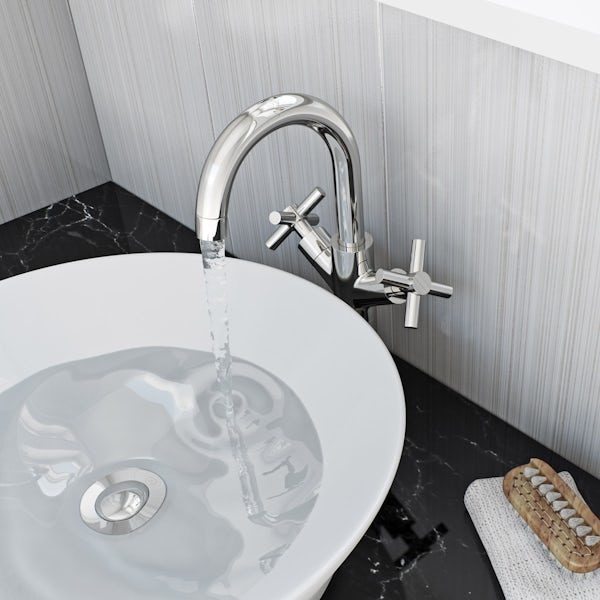 Mode Tate high rise basin mixer tap with slotted waste