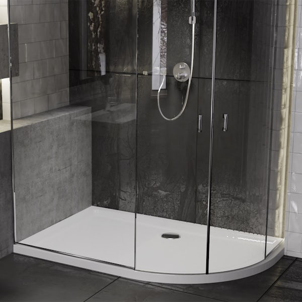 Orchard anti-slip right handed offset quadrant stone shower tray 1000 x 800