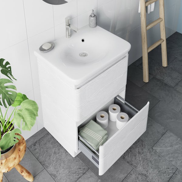 Mode Heath white floor standing unit and basin 600mm