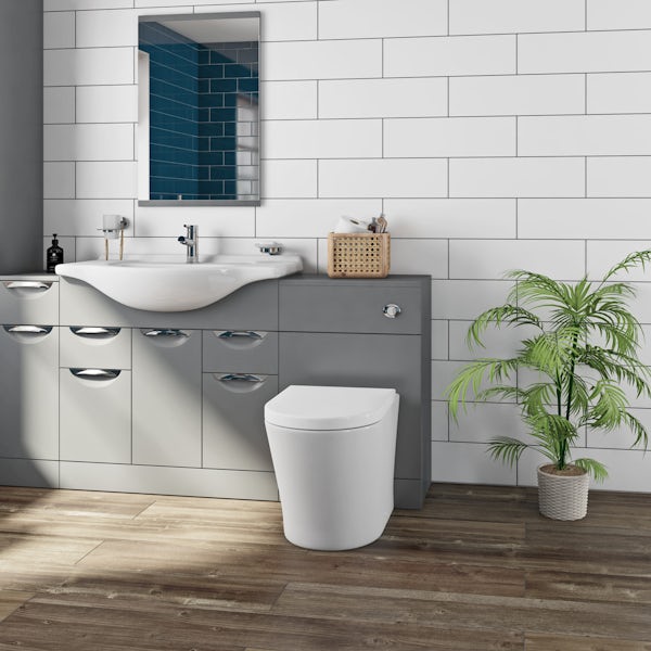 Orchard Elsdon stone grey back to wall unit with contemporary toilet & soft close seat