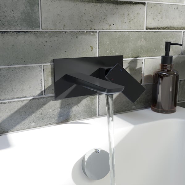 Mode Foster II black wall mounted bath mixer tap