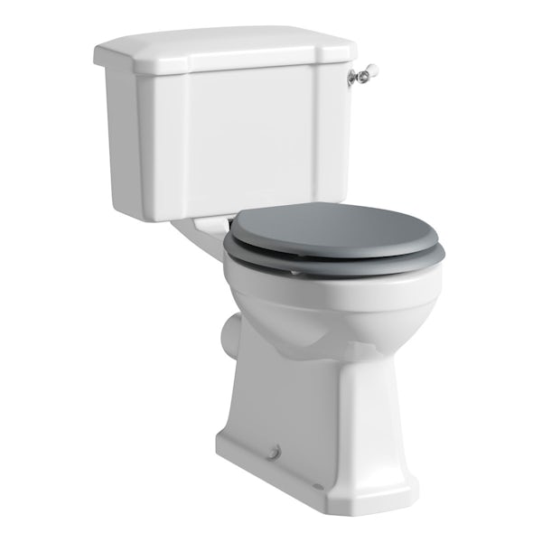 Camberley close coupled toilet inc grey soft close seat