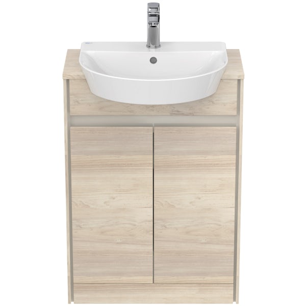 Ideal Standard Concept Air wood light brown vanity unit and recessed basin 600mm