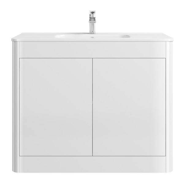 Mode Carter white floorstanding vanity unit and ceramic basin 1000mm with tap