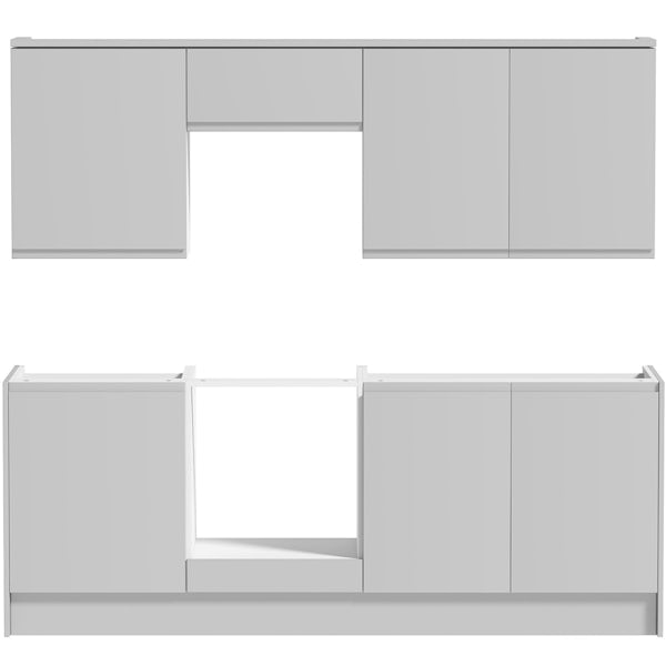 Schon Chicago light grey slab kitchen base and wall unit bundle