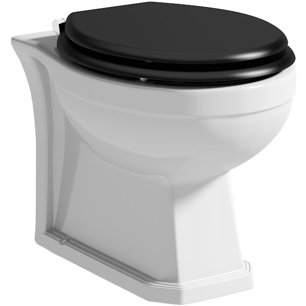 The Bath Co. Camberley back to wall toilet with black soft close seat and concealed cistern