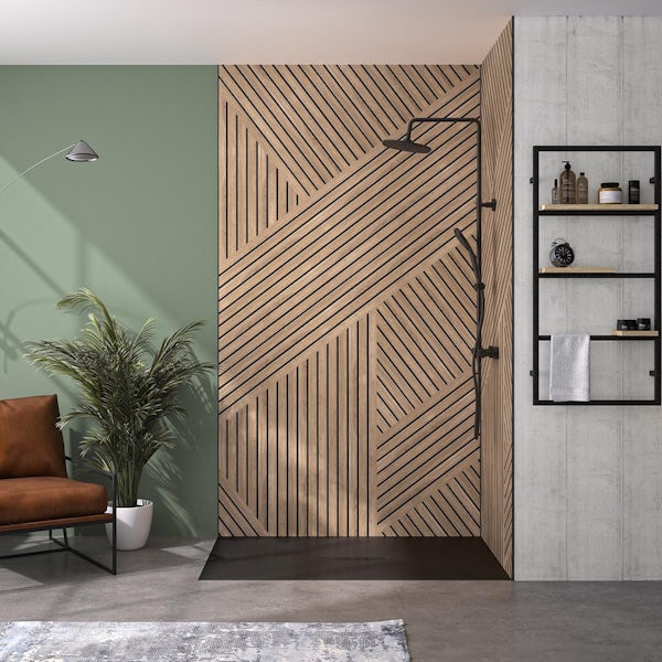 Kinewall Graphic Wood Design shower wall panel 1200 x 2500