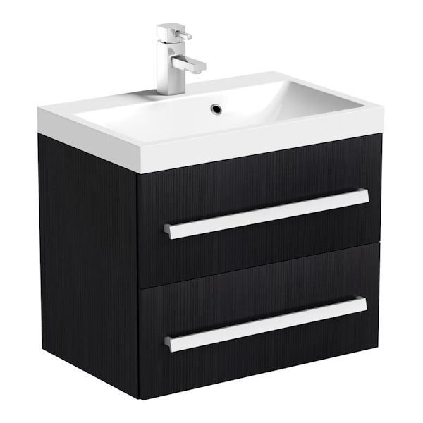 Orchard Wye Essen Black Wall Hung, Vanity Unit For Wall Mounted Taps