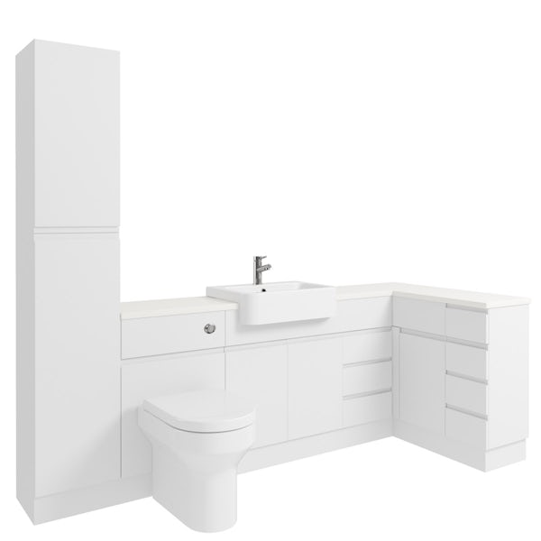 Orchard Wharfe white corner large drawer fitted furniture pack with white worktop