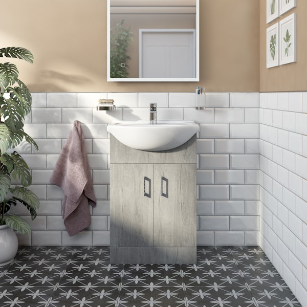 Orchard Lea concrete floorstanding vanity unit and ceramic basin 550mm