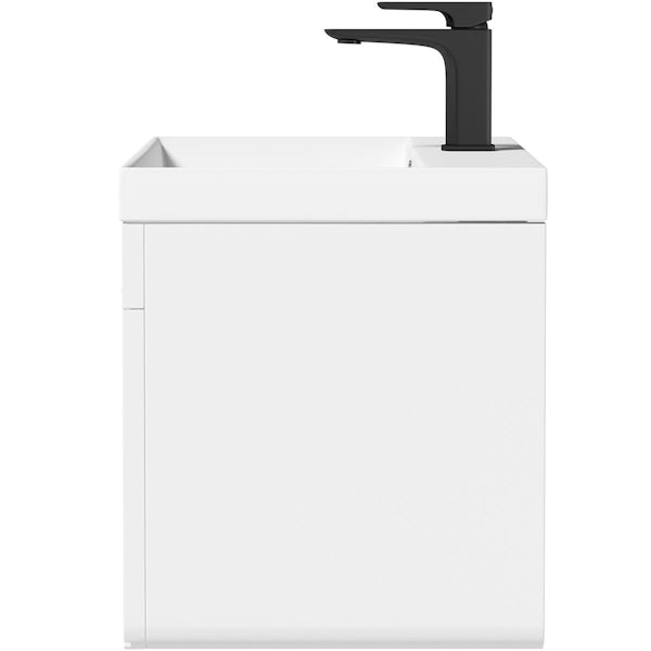 Mode Oxman white wall hung vanity unit and ceramic basin 800mm with tap
