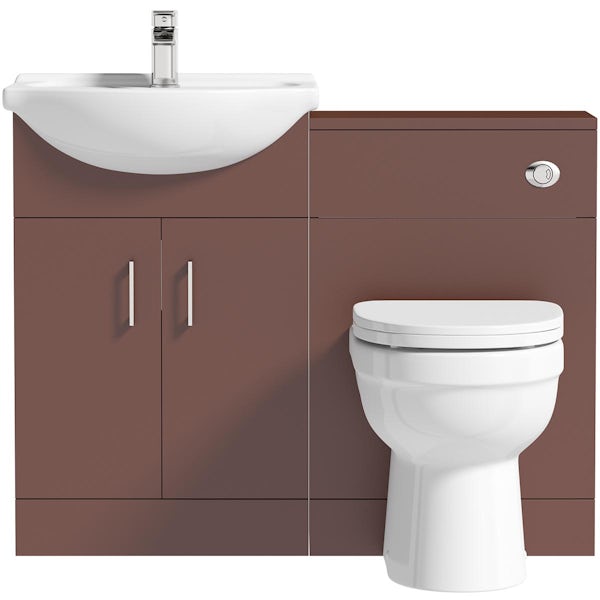 Orchard Lea tuscan red 1060mm combination and Eden back to wall toilet with seat