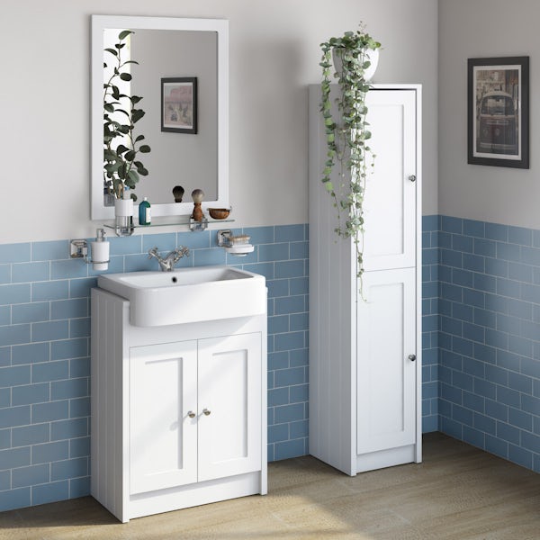 The Bath Co. Dulwich matt white furniture package with vanity unit 600mm