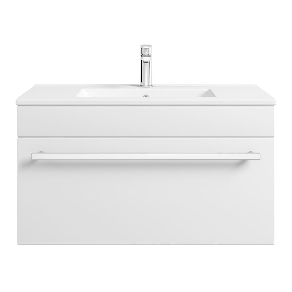 Odessa White Wall Hung 800 Drawer Unit & Inset Basin