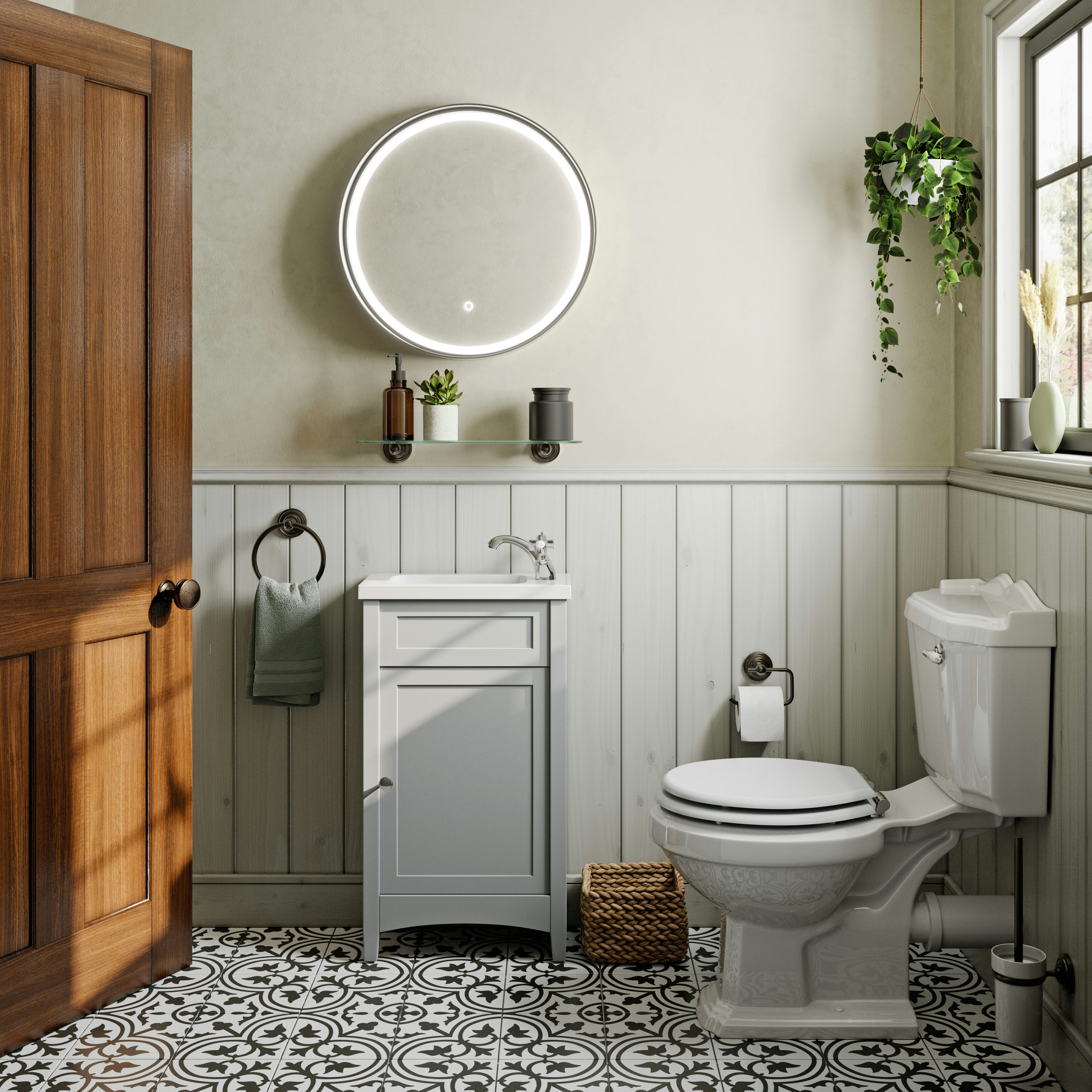 The Bath Co. Camberley grey cloakroom unit with traditional close ...