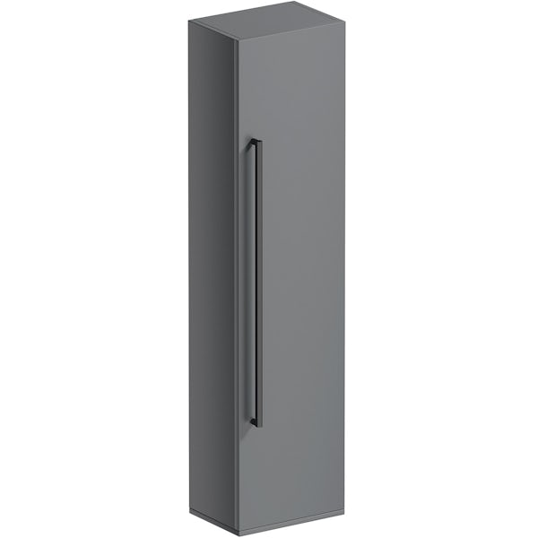 Orchard Derwent stone grey furniture package with black handle floorstanding vanity unit 600mm