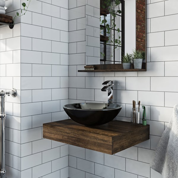 The Bath Co. Dalston countertop with Mackintosh black basin, tap & waste