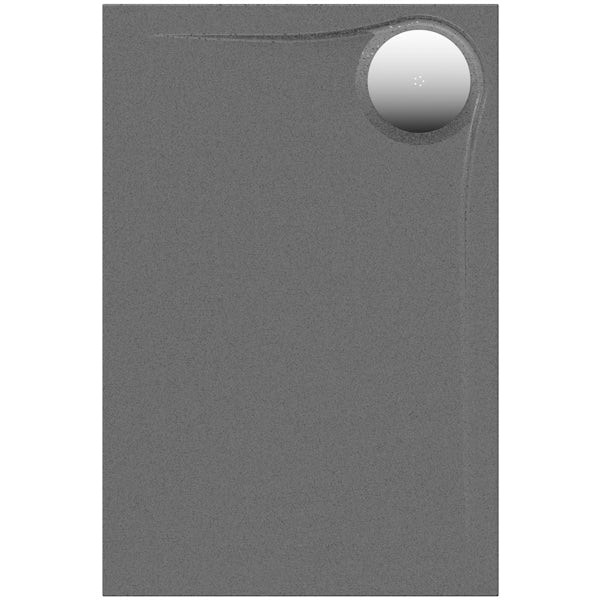Mode grey granite effect right handed rectangular stone shower tray 1200 x 800
