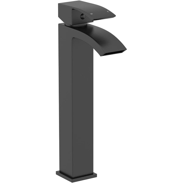 Orchard Wye square black high rise basin mixer tap