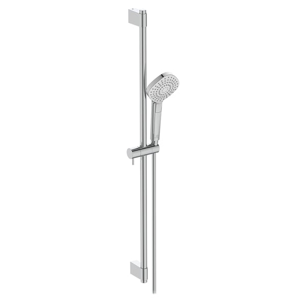 Ideal Standard Ceratherm T125 exposed thermostatic shower mixer valve with 110mm diamond handspray, 900mm rail and 1.75m hose