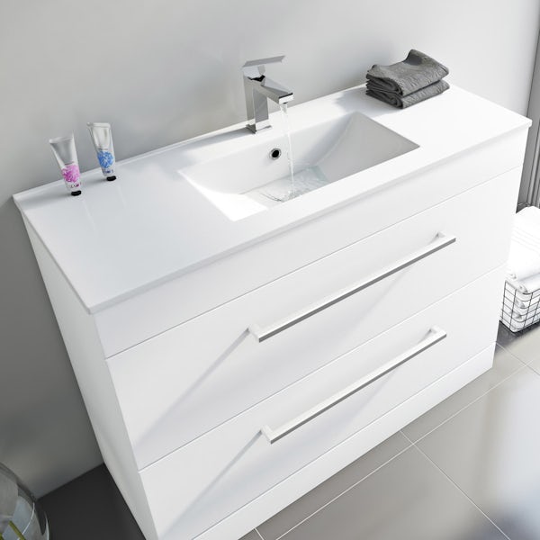 Orchard Derwent white vanity drawer unit and basin 900mm