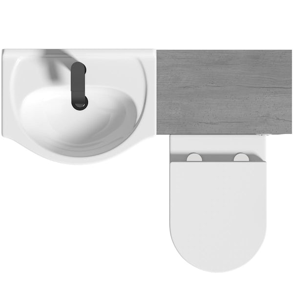 Orchard Lea concrete 1060mm combination with black handle and Contemporary back to wall toilet with seat