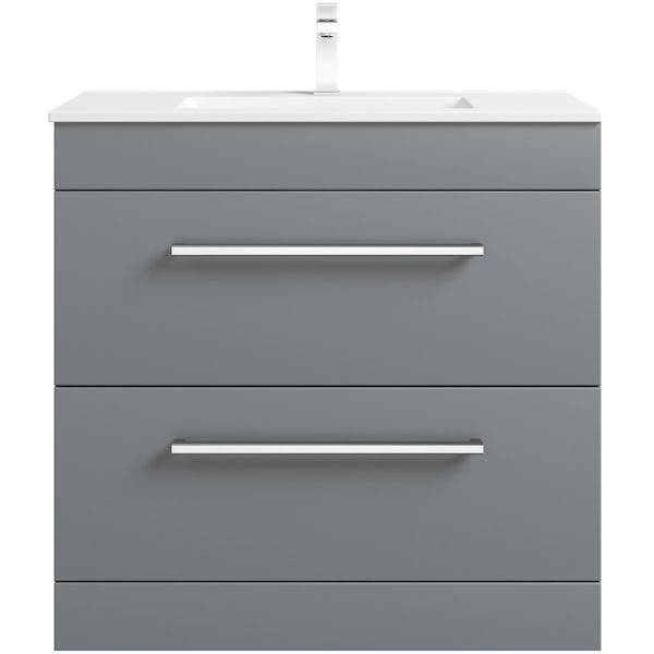 Orchard Derwent stone grey vanity drawer unit and basin 800mm