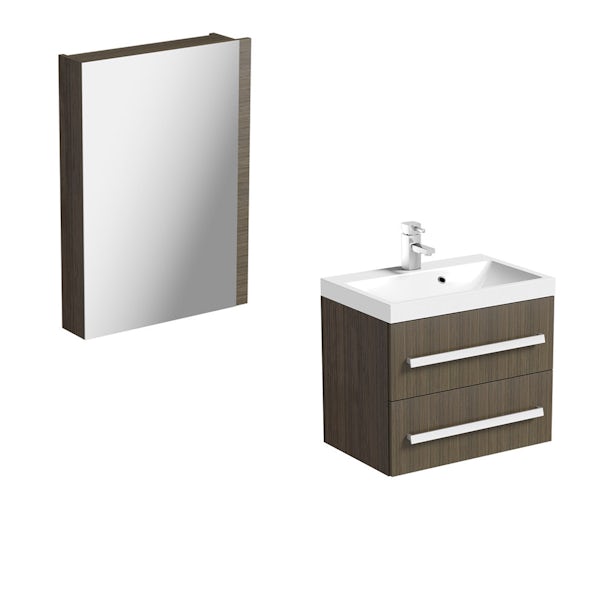 Orchard Wye walnut wall hung vanity unit and mirror offer 600mm