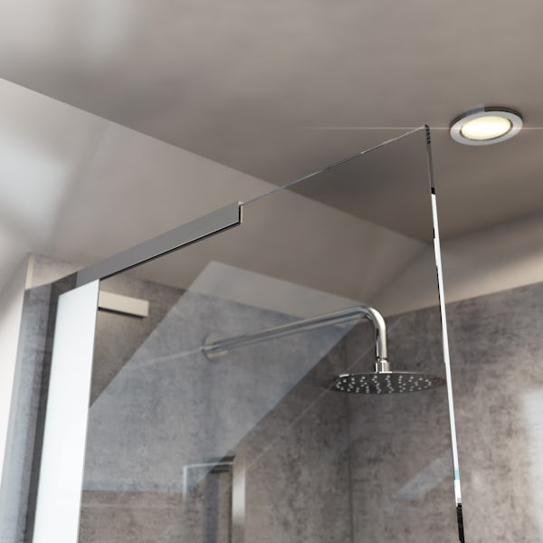 Mode Hale 8mm low iron glass wet room glass screen with walk-in shower tray
