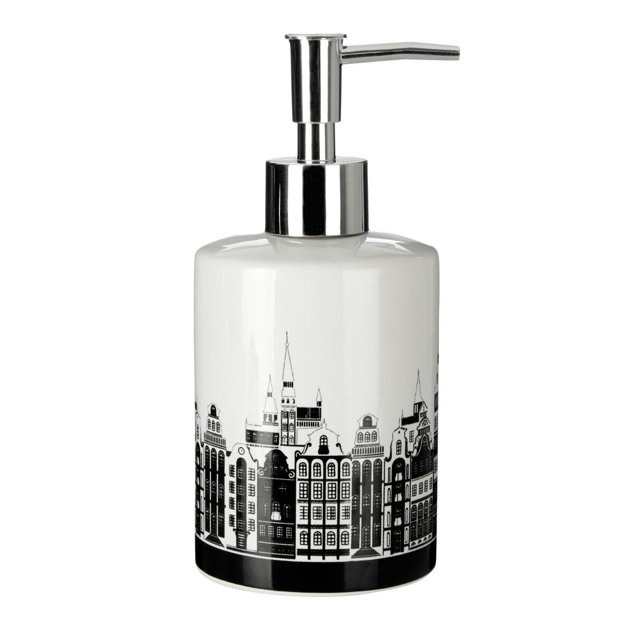 Accents Skyline dolomite white and black soap dispenser