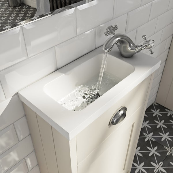 The Bath Co. Dulwich stone ivory cloakroom vanity with basin 450mm
